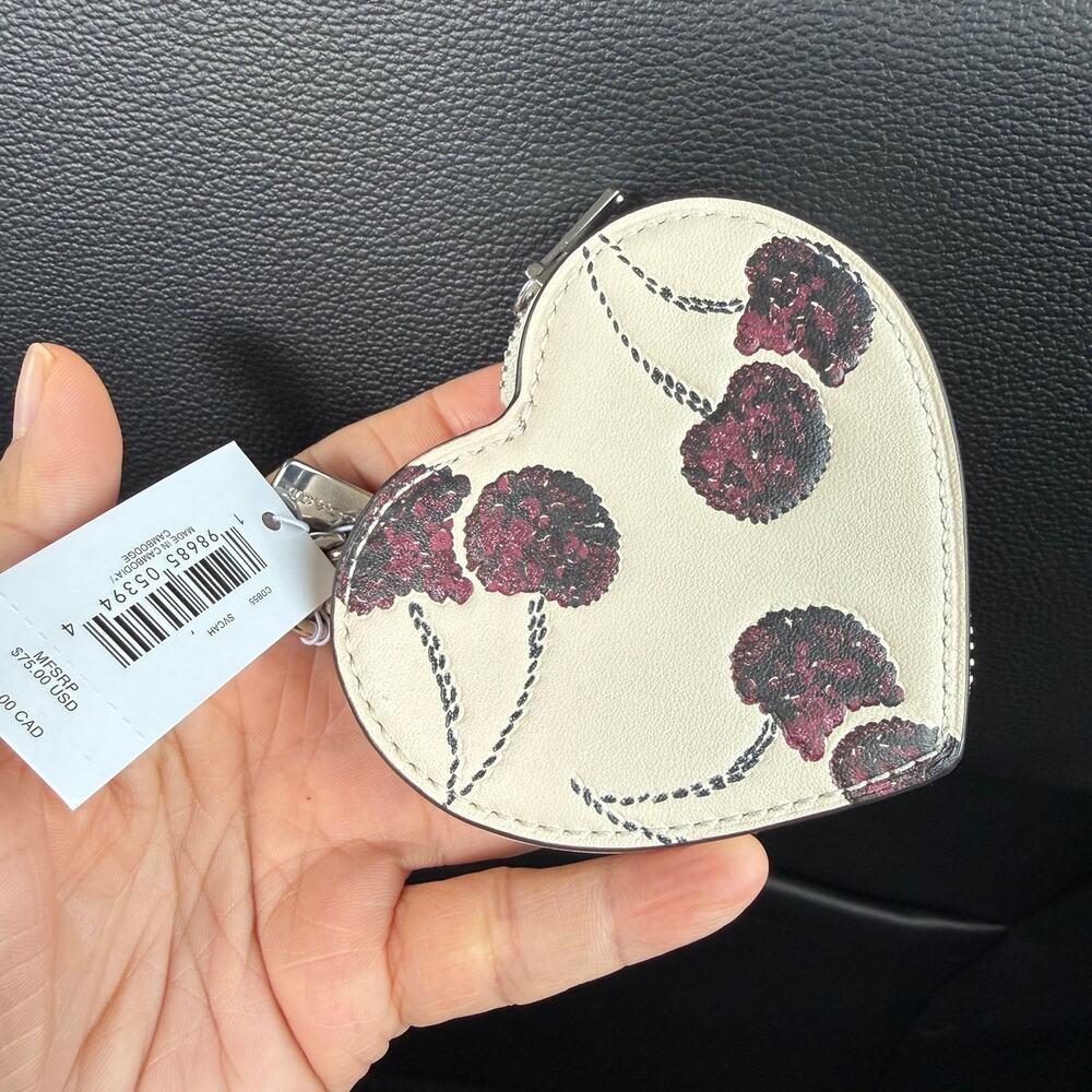 Coach Heart Bag Charm with Cherry Print Style Number CDB55